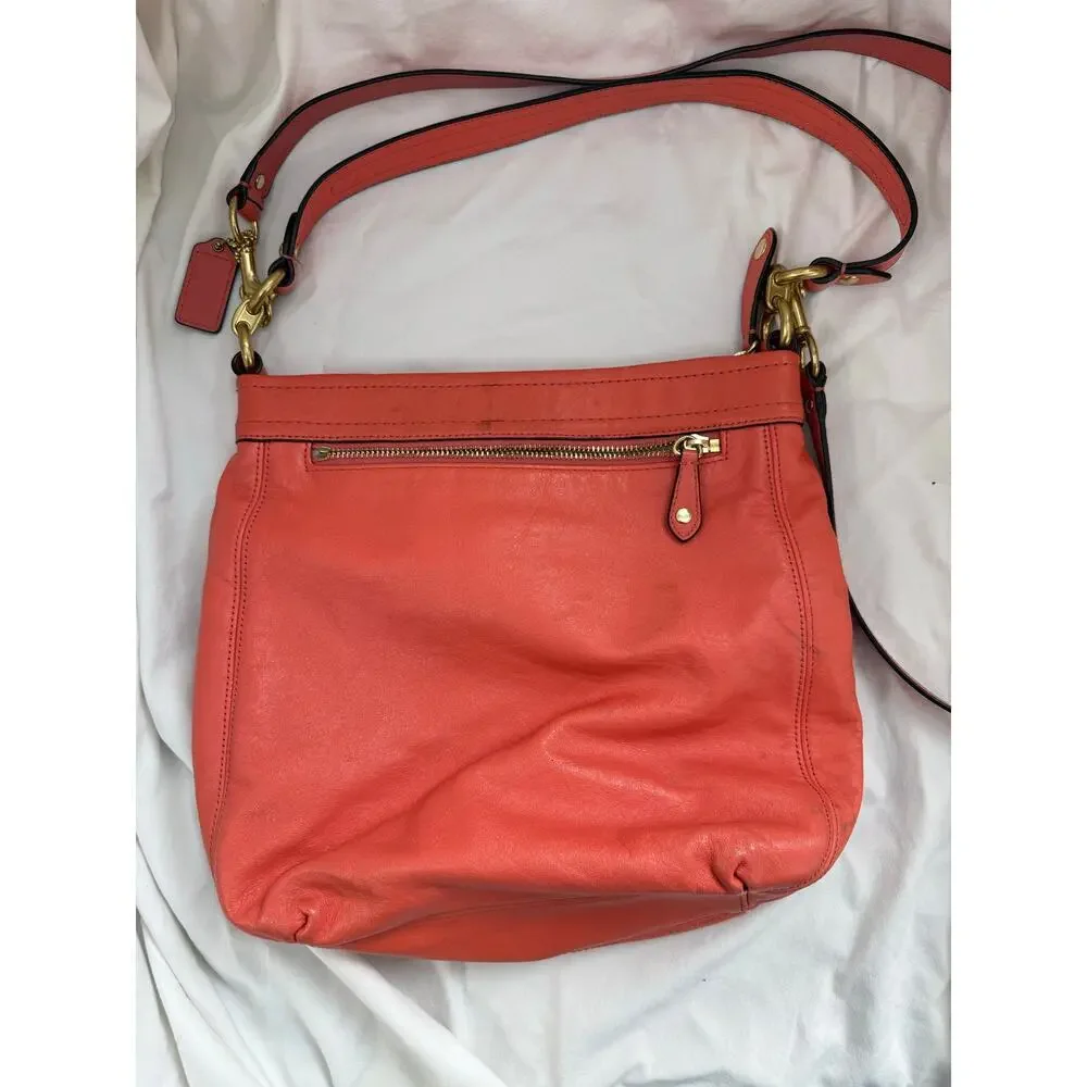 Coach Ashley Coral Leather Crossbody Shoulder Bag GS